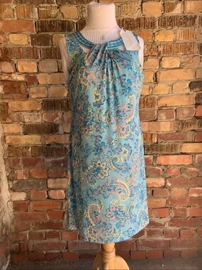 Sleeveless Midi Dress in Aqua Paisley